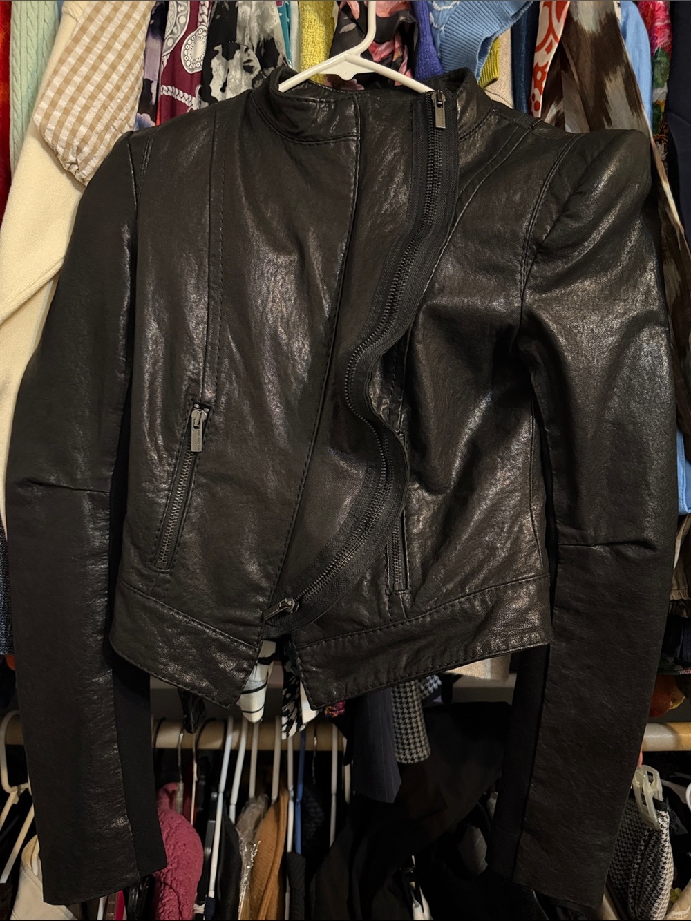 Bcbgmaxazria leather jacket xxs